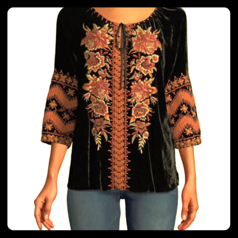 NWT Beautiful Johnny Was Elim Embroidered Velvet